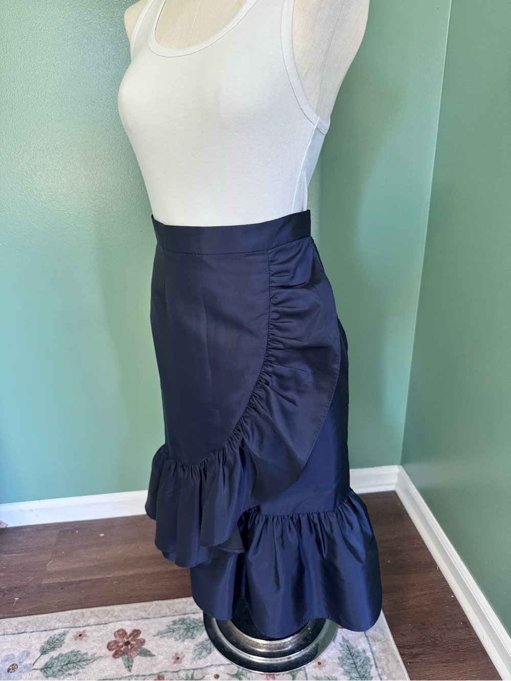 Eliza J. Navy Ruffled Midi Skirt